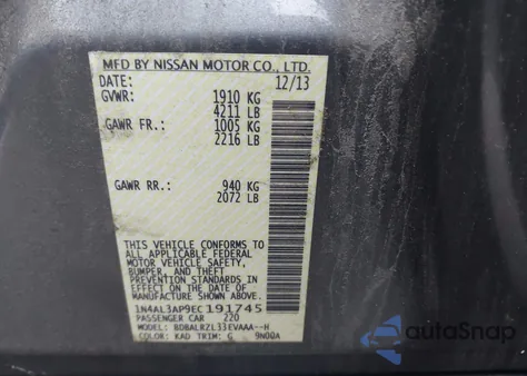 2014 Nissan Altima 2.5 S from USA, damaged, VIN 1N4AL3AP9EC191745